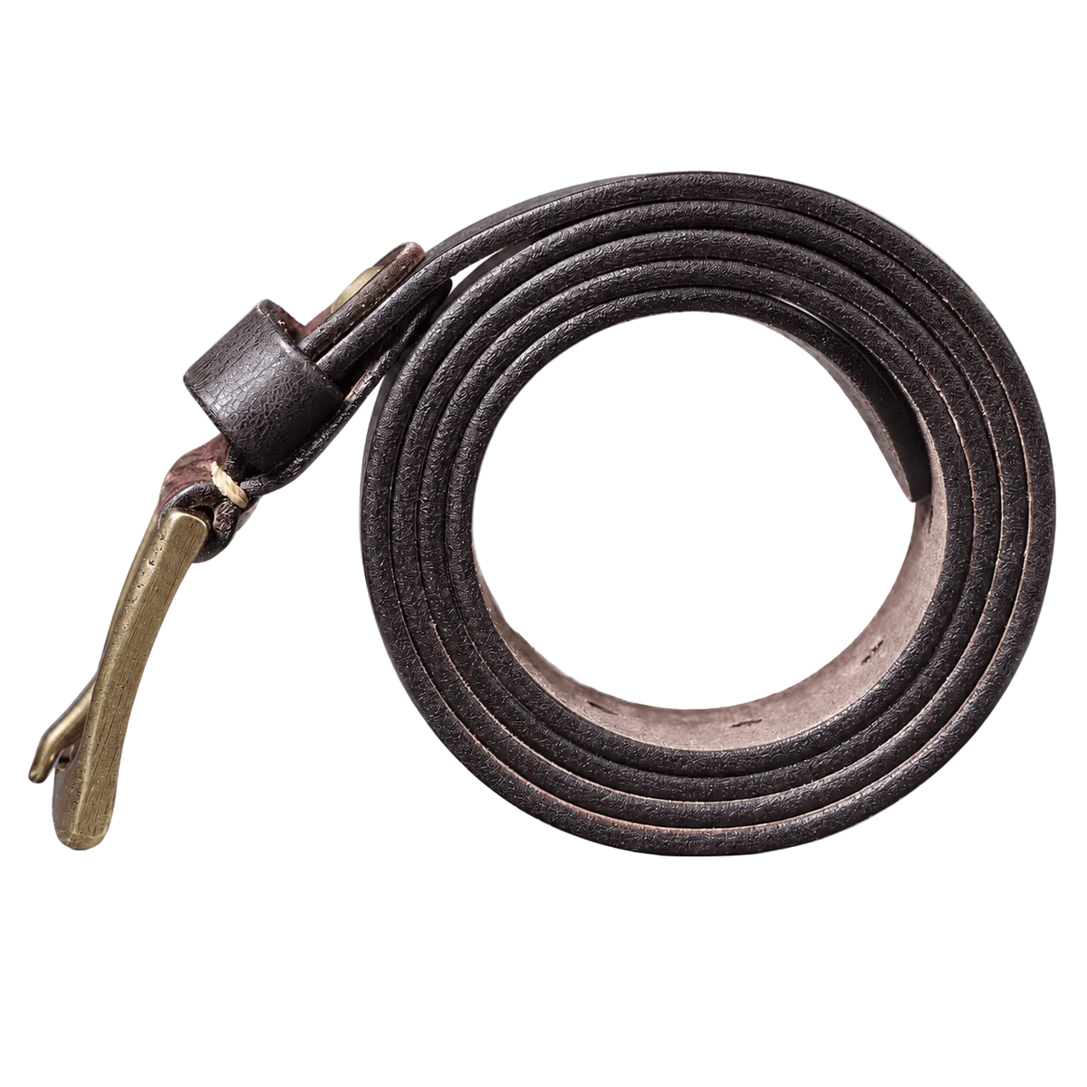Drover Leather Belt in Coffee, rolled