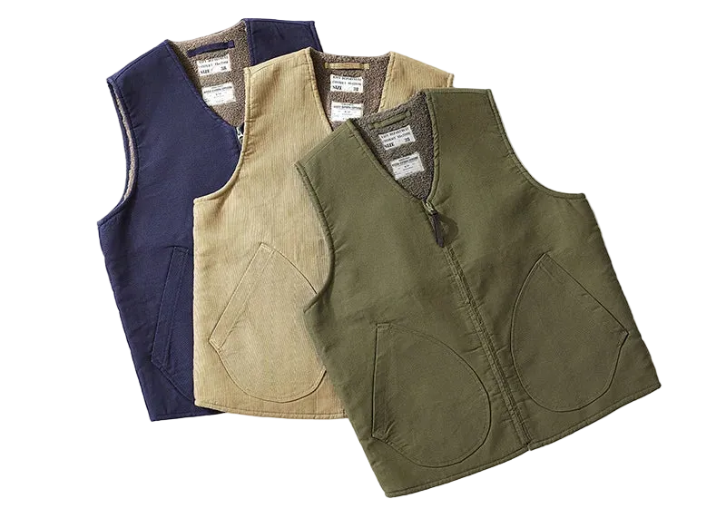 Dock Sherpa Vest in the three colors, Navy, Khaki and Army Green