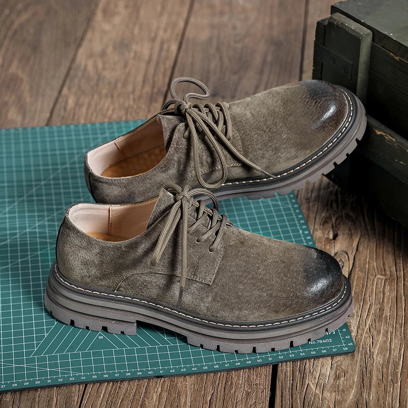 Workshop Suede Derby in Taupe, darkened toe