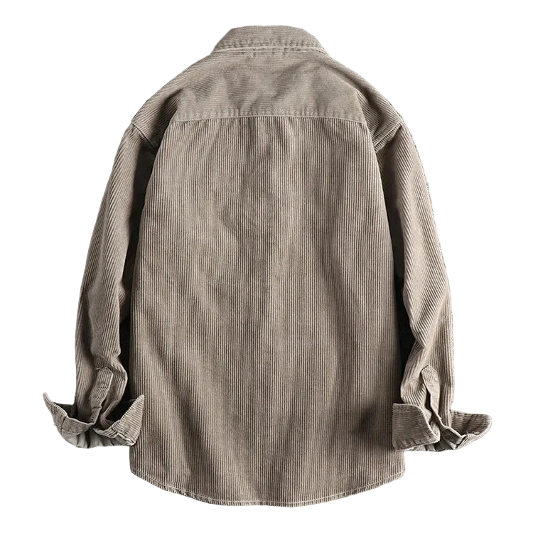 Oversized Corduroy Worker Shirt in Sand, back view