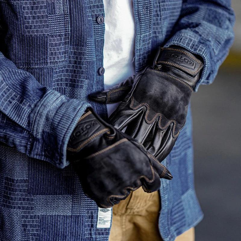 Retro Motor Leather Gloves - Wild Soul Co.