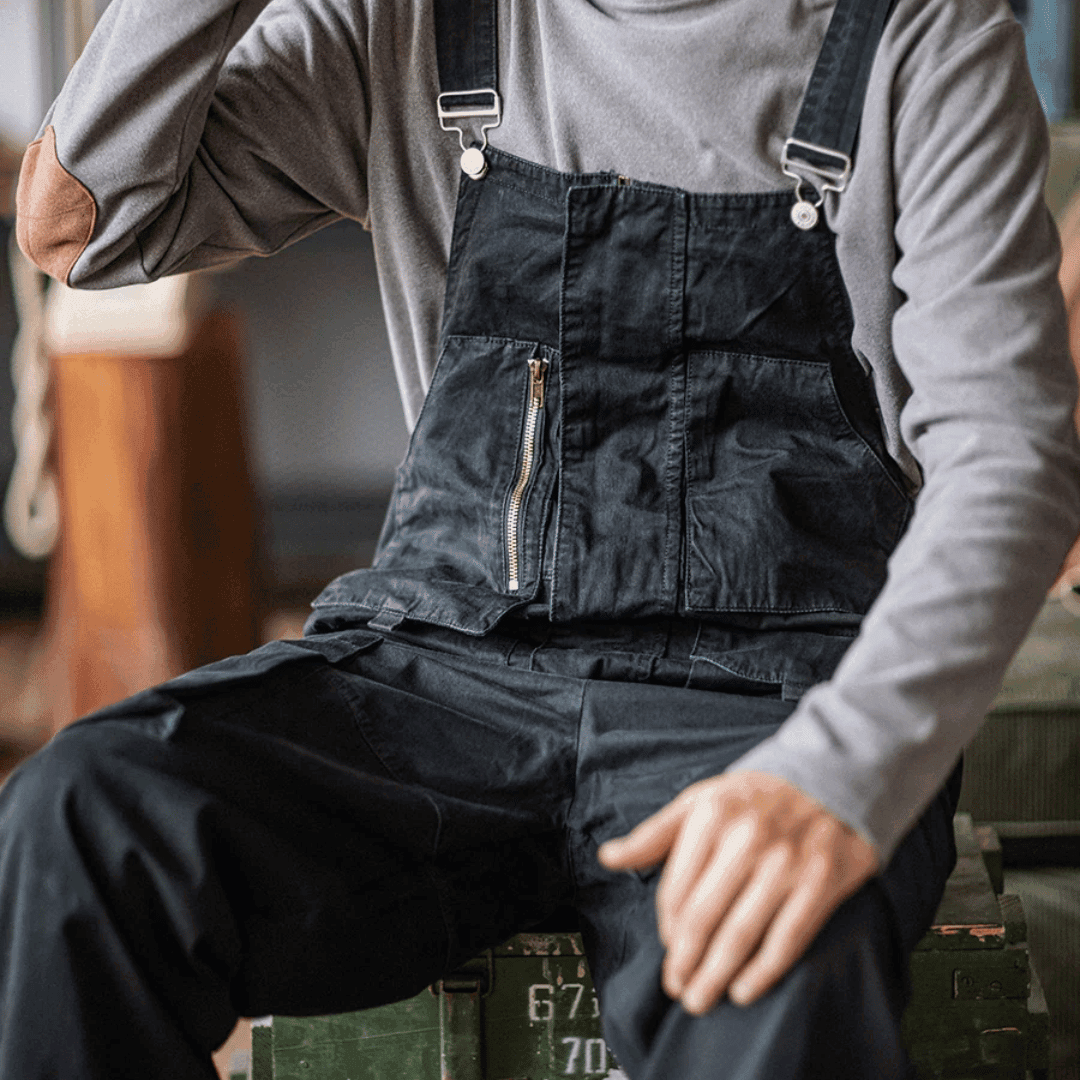 succulent overalls Sloppy Overalls Big Pockets Workwear with Zipper Fly M / Blue