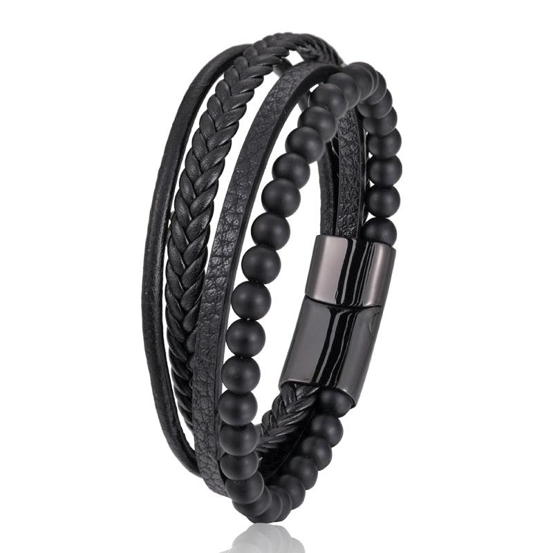 Tiger's Eye Bracelet - Leather and Steel - Wild Soul Co.