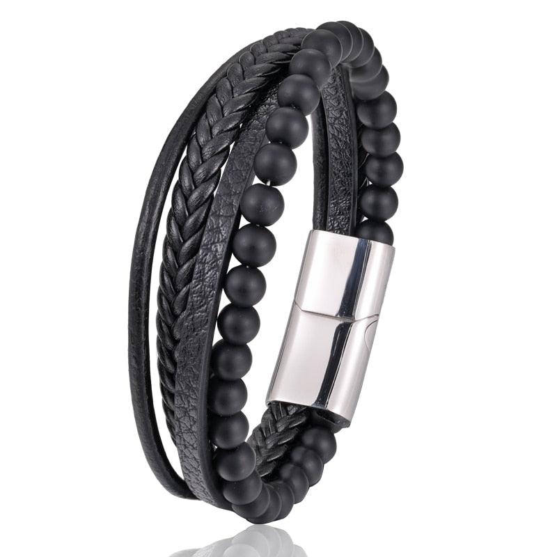 Tiger's Eye Bracelet - Leather and Steel - Wild Soul Co.