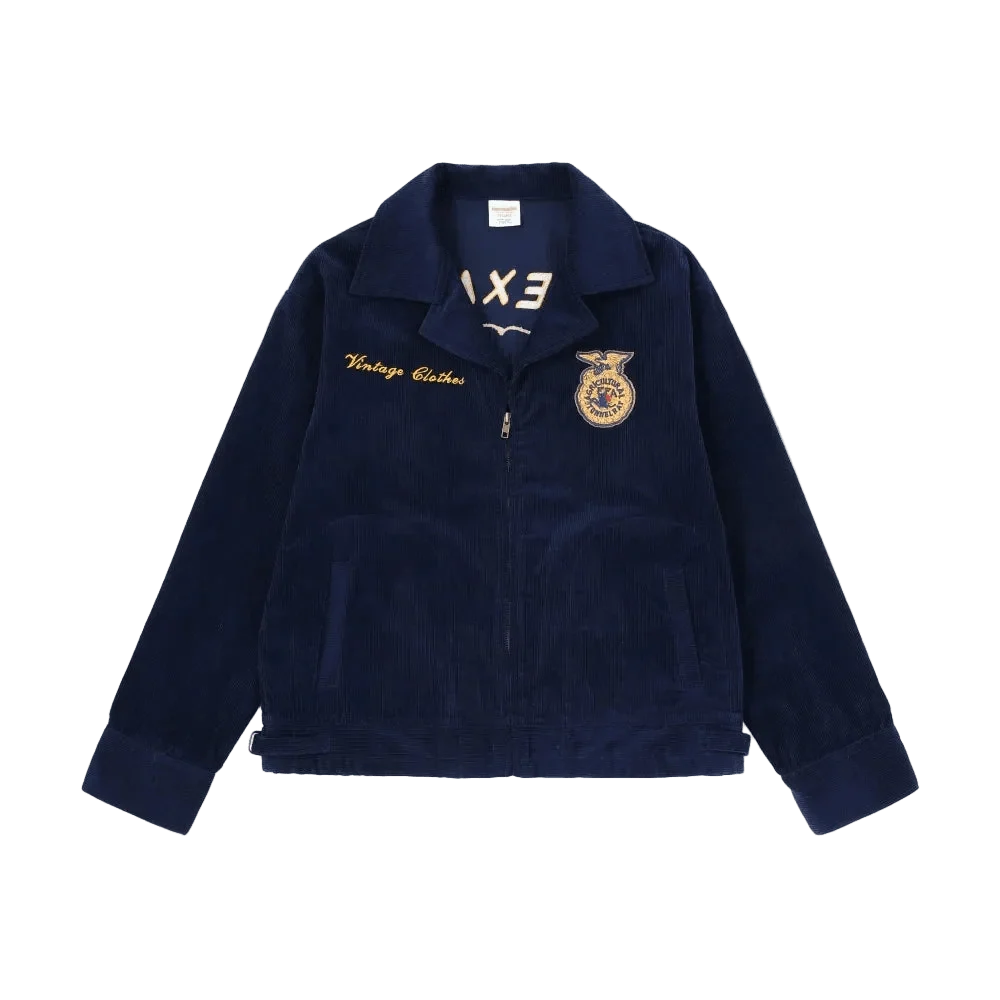 Rider Corduroy Jacket in Navy, front view