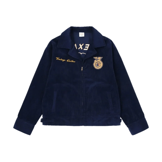 Rider Corduroy Jacket in Navy, front view