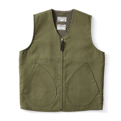 Dock Sherpa Vest in Army Green, laid flat