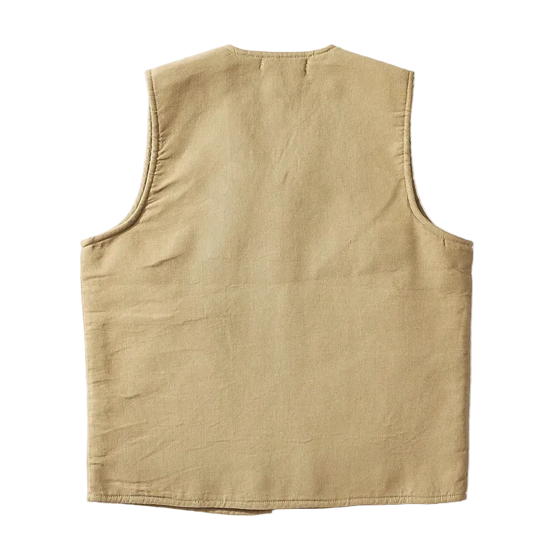Dock Sherpa Vest in Khaki, back view