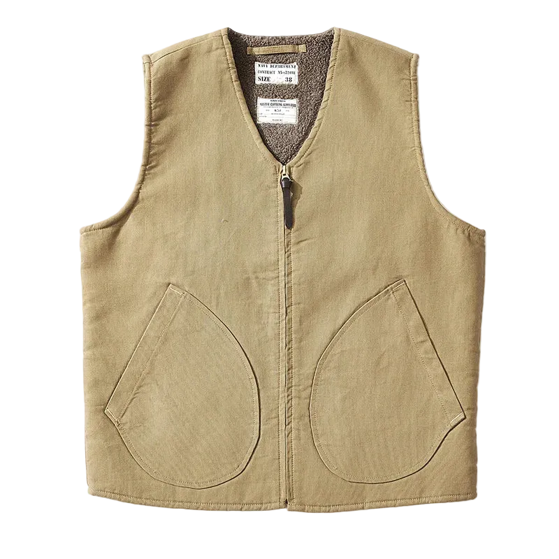 Dock Sherpa Vest in Khaki, laid flat