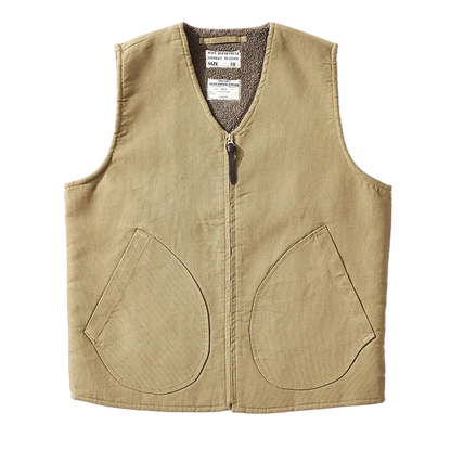 Dock Sherpa Vest in Khaki, laid flat