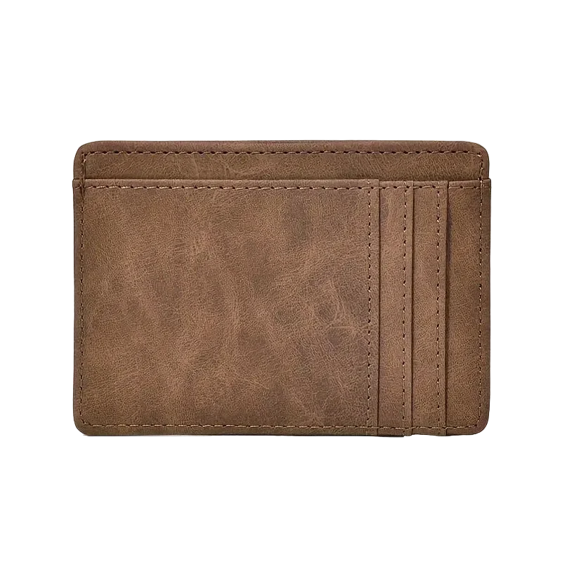 Open Road Slim Card Holder in Tobacco, front view on black