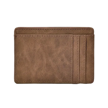 Open Road Slim Card Holder in Tobacco, front view on black