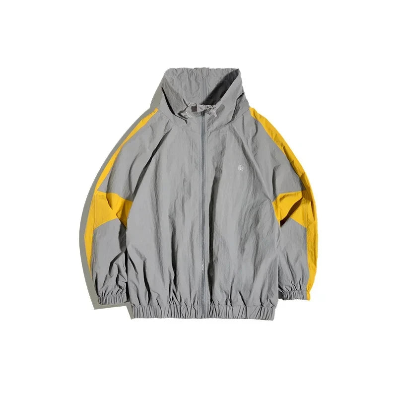 North Wind Nylon Windbreaker in Mist Grey, laid flat