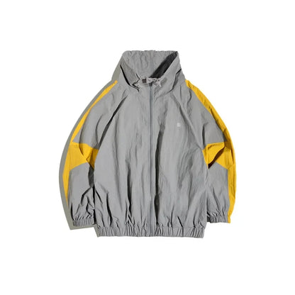 North Wind Nylon Windbreaker in Mist Grey, laid flat
