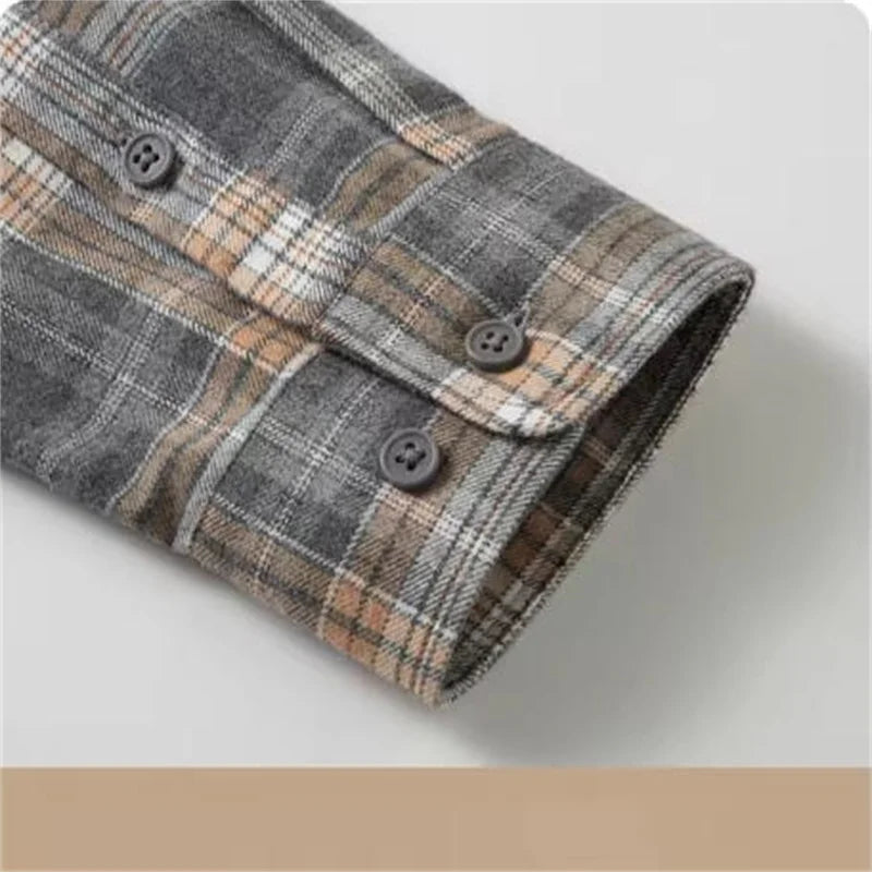 100% Cotton Men's Flannel Shirt Plaid Casual Long Sleece Multi-Color High Quality Autumn Winter Retro Dress Shirts Big Size 6XL