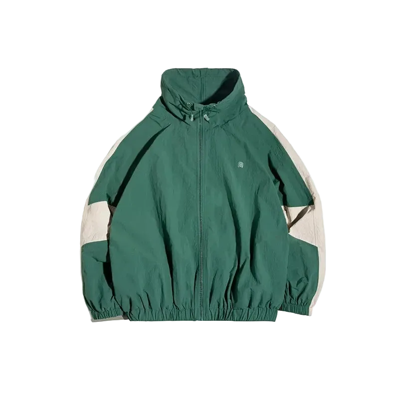 North Wind Nylon Windbreaker in Expedition Green, laid flat