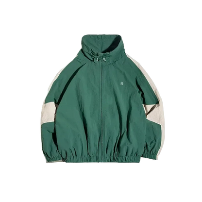 North Wind Nylon Windbreaker in Expedition Green, laid flat