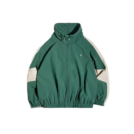 North Wind Nylon Windbreaker in Expedition Green, laid flat