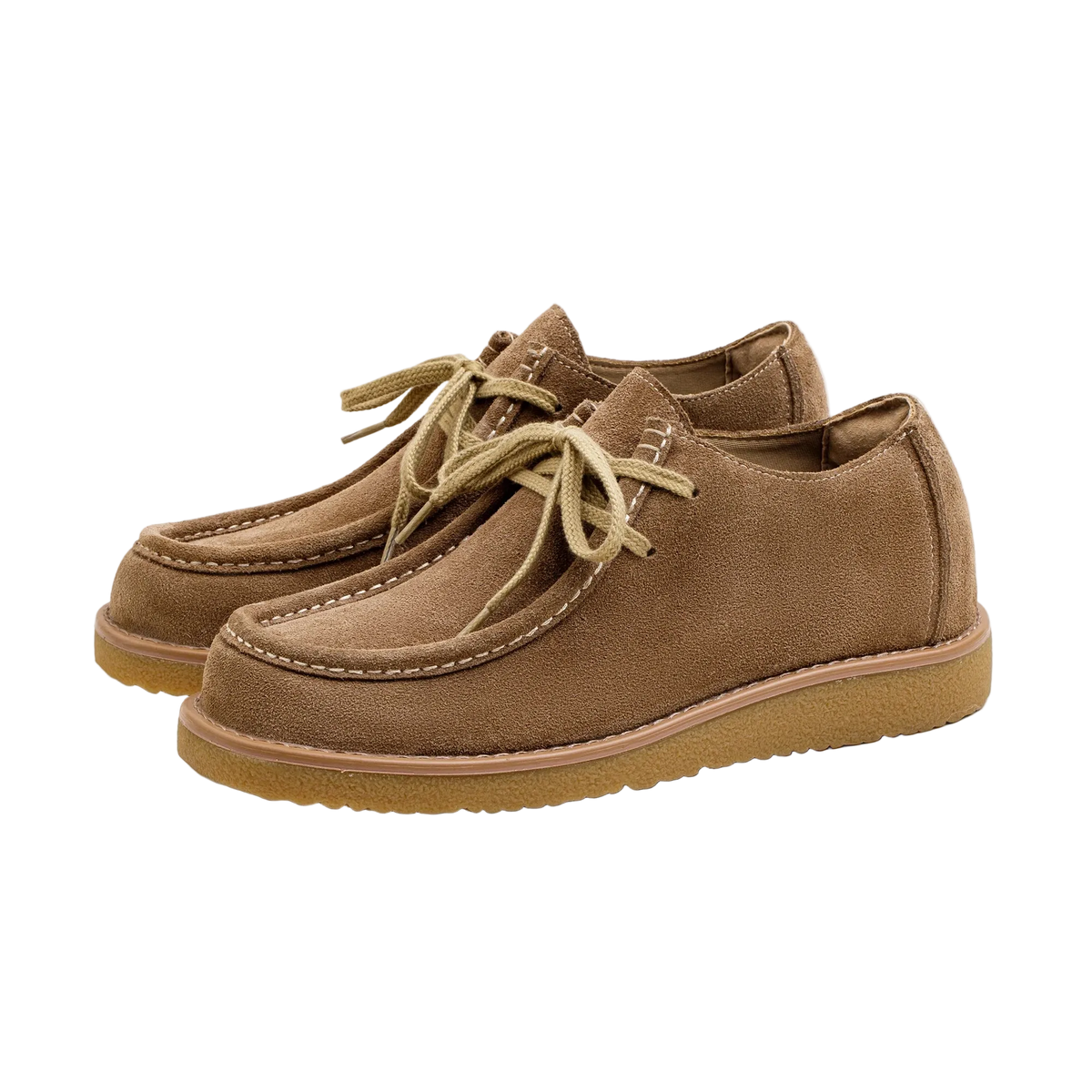Suede Desert Shoe in khaki, pair on white background