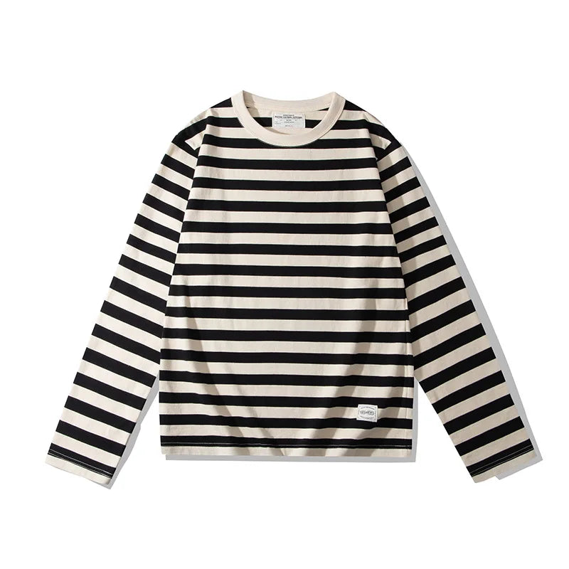 Mariniere Striped Long Sleeve Tee in Black, front view