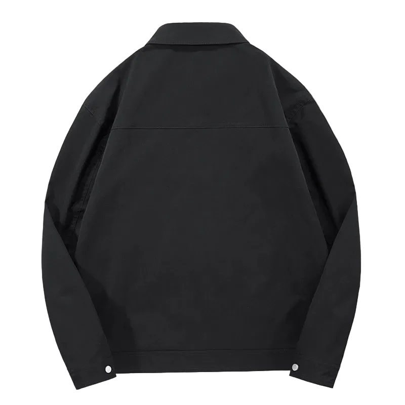 Back view of the Black Coach Jacket showing the yoke seam