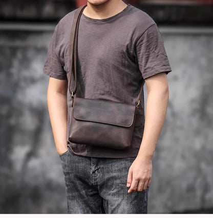 Open Road Leather Crossbody Bag worn, front view