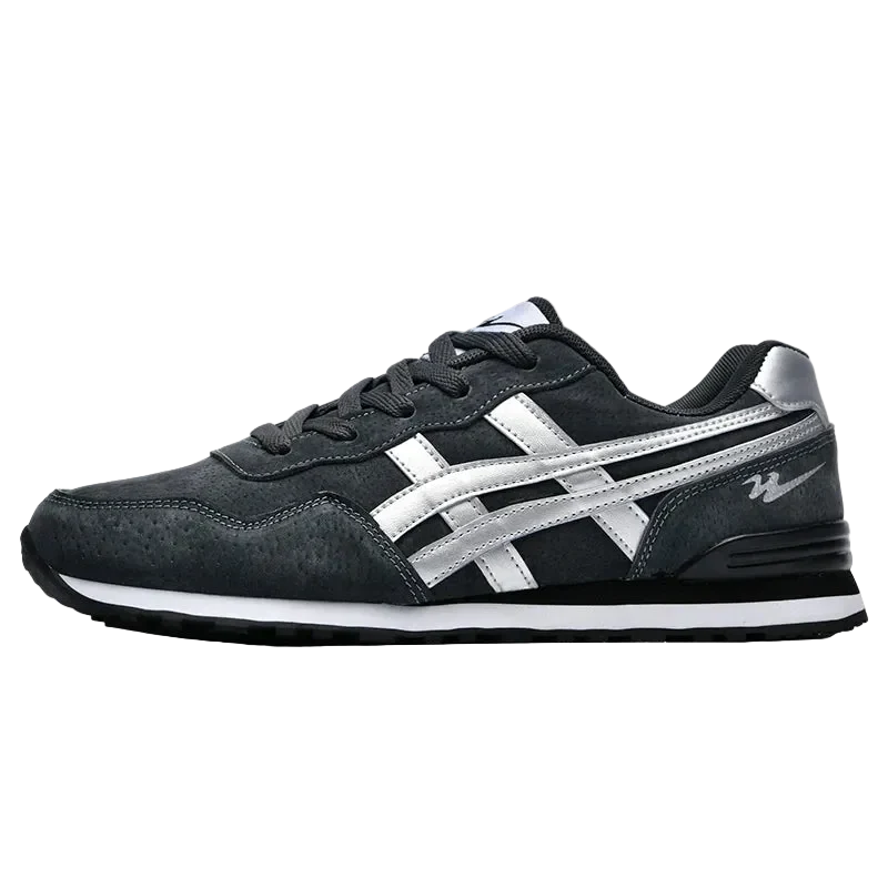 70s Marathon Suede Sneaker in Graphite and Silver, side view