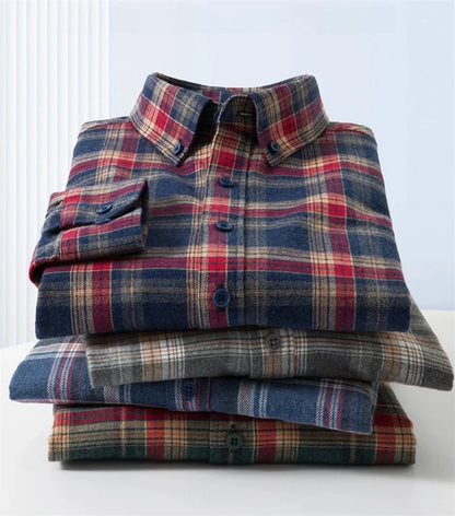 100% Cotton Men's Flannel Shirt Plaid Casual Long Sleece Multi-Color High Quality Autumn Winter Retro Dress Shirts Big Size 6XL