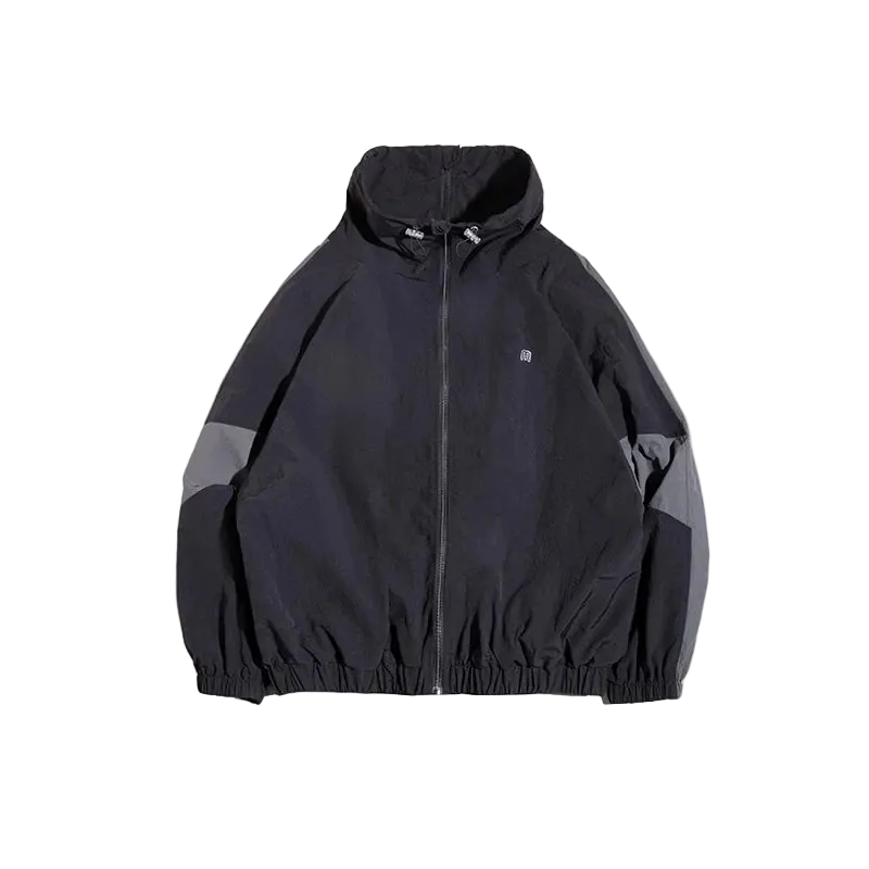 North Wind Nylon Windbreaker in Smoke Black, laid flat