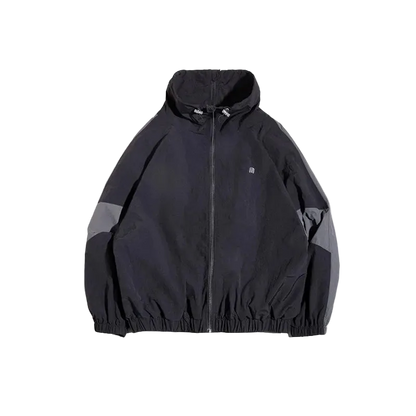 North Wind Nylon Windbreaker in Smoke Black, laid flat