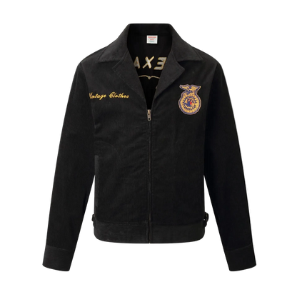 Rider Corduroy Jacket in Black, front view