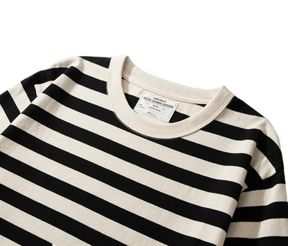 Crew neck with natural rib and inside label on the Black stripe