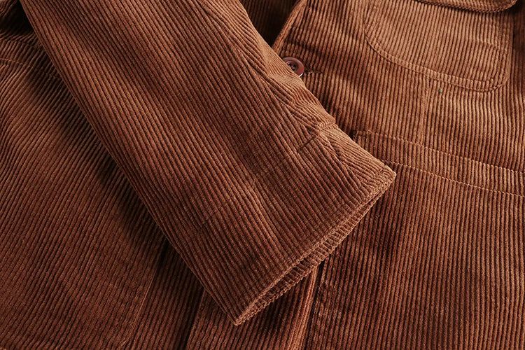 Sleeve and cuff of the Corduroy Worker Blazer in Rust