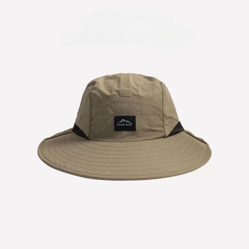 Trail Wide Brim Hat in Dark Khaki, without the neck flap
