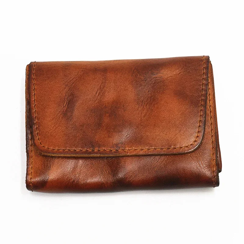 Nomad Leather Wallet in Cognac, front view with the hand-rubbed patina