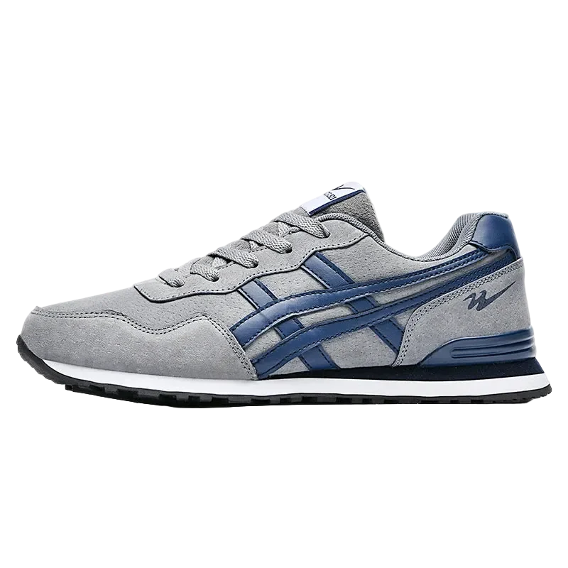 70s Marathon Suede Sneaker in Grey and Navy, side view
