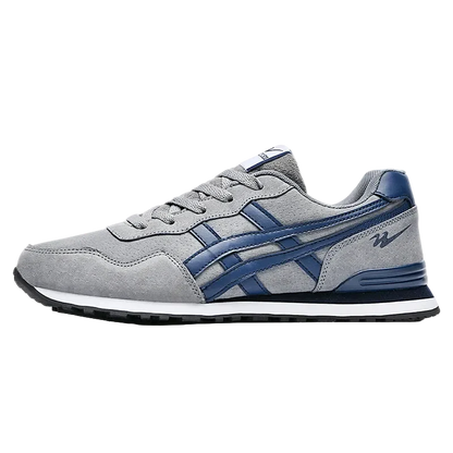 70s Marathon Suede Sneaker in Grey and Navy, side view
