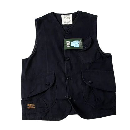 Expedition Cargo Vest in Navy, front view, flat lay