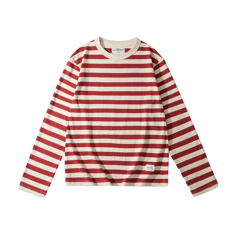 Mariniere Striped Long Sleeve Tee in Nautical Red, front view