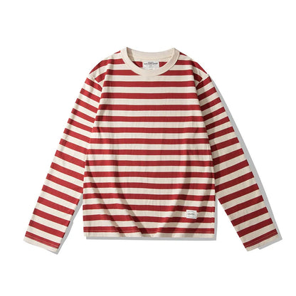 Mariniere Striped Long Sleeve Tee in Nautical Red, front view