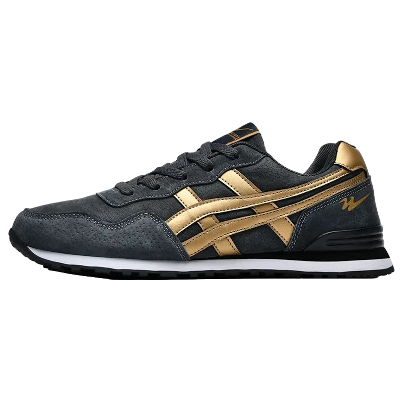 70s Marathon Suede Sneaker in Graphite and Gold, side view