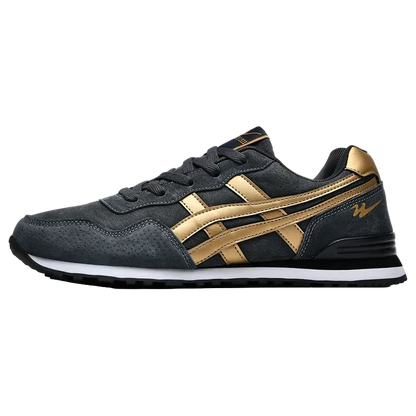 70s Marathon Suede Sneaker in Graphite and Gold, side view