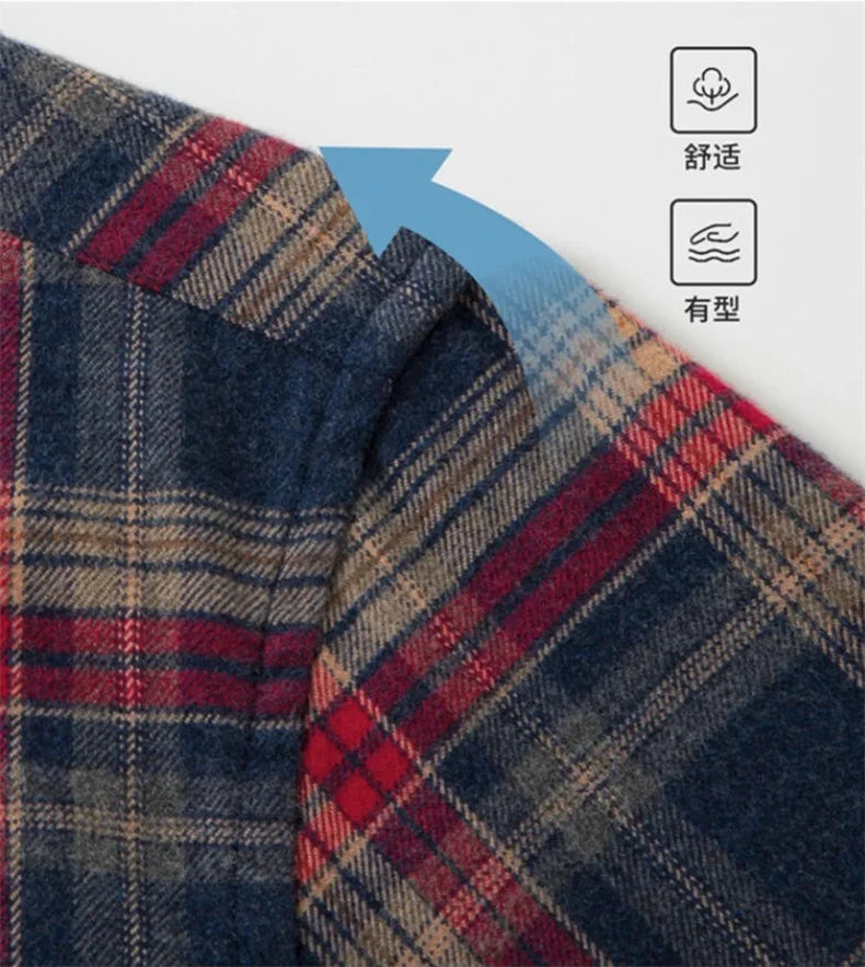 100% Cotton Men's Flannel Shirt Plaid Casual Long Sleece Multi-Color High Quality Autumn Winter Retro Dress Shirts Big Size 6XL