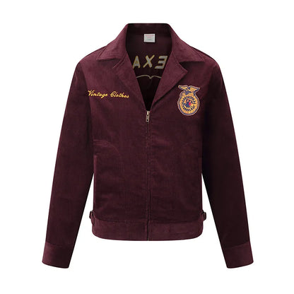 Rider Corduroy Jacket in Burgundy, front view