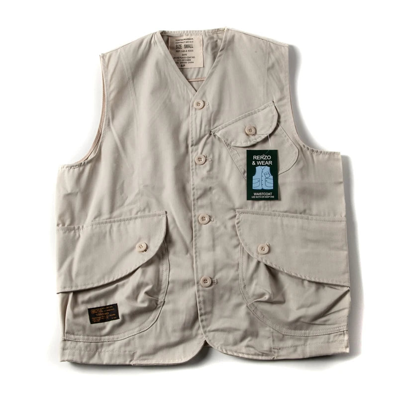 Expedition Cargo Vest in Stone on white background