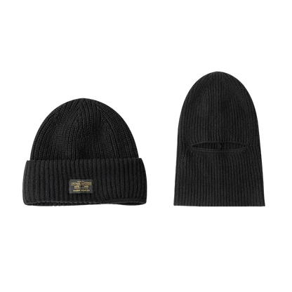 2-in-1 Balaclava Beanie in black: beanie mode and balaclava mode