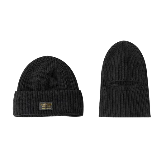 2-in-1 Balaclava Beanie in black: beanie mode and balaclava mode
