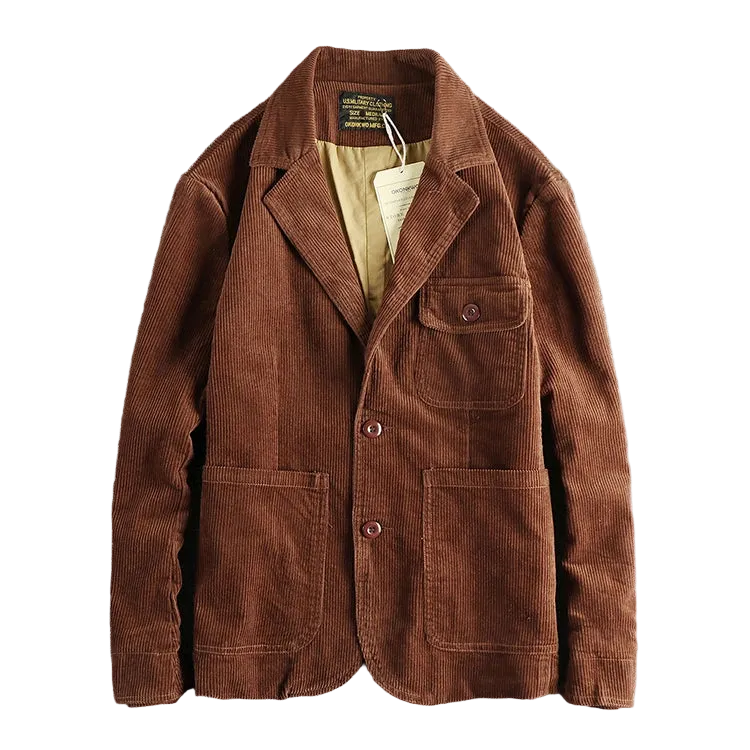 Corduroy Worker Blazer in Rust, front view