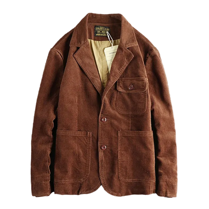 Corduroy Worker Blazer in Rust, front view