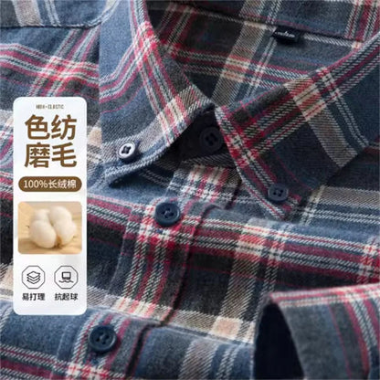 100% Cotton Men's Flannel Shirt Plaid Casual Long Sleece Multi-Color High Quality Autumn Winter Retro Dress Shirts Big Size 6XL